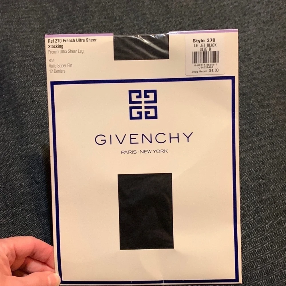 Vintage Givenchy Ultra Sheer Stockings Jet Black Size B New in package